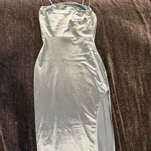 Windsor Silver Spaghetti Strap Slip Maxi Dress